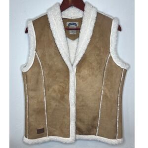 Shaver Lake Womens Tan Faux Suede Shearling Lined Vest Brown Western Boho Medium